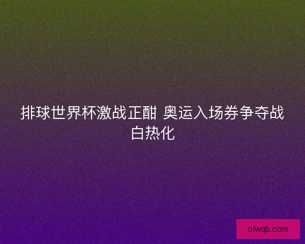 排球世界杯激战正酣 奥运入场券争夺战白热化
